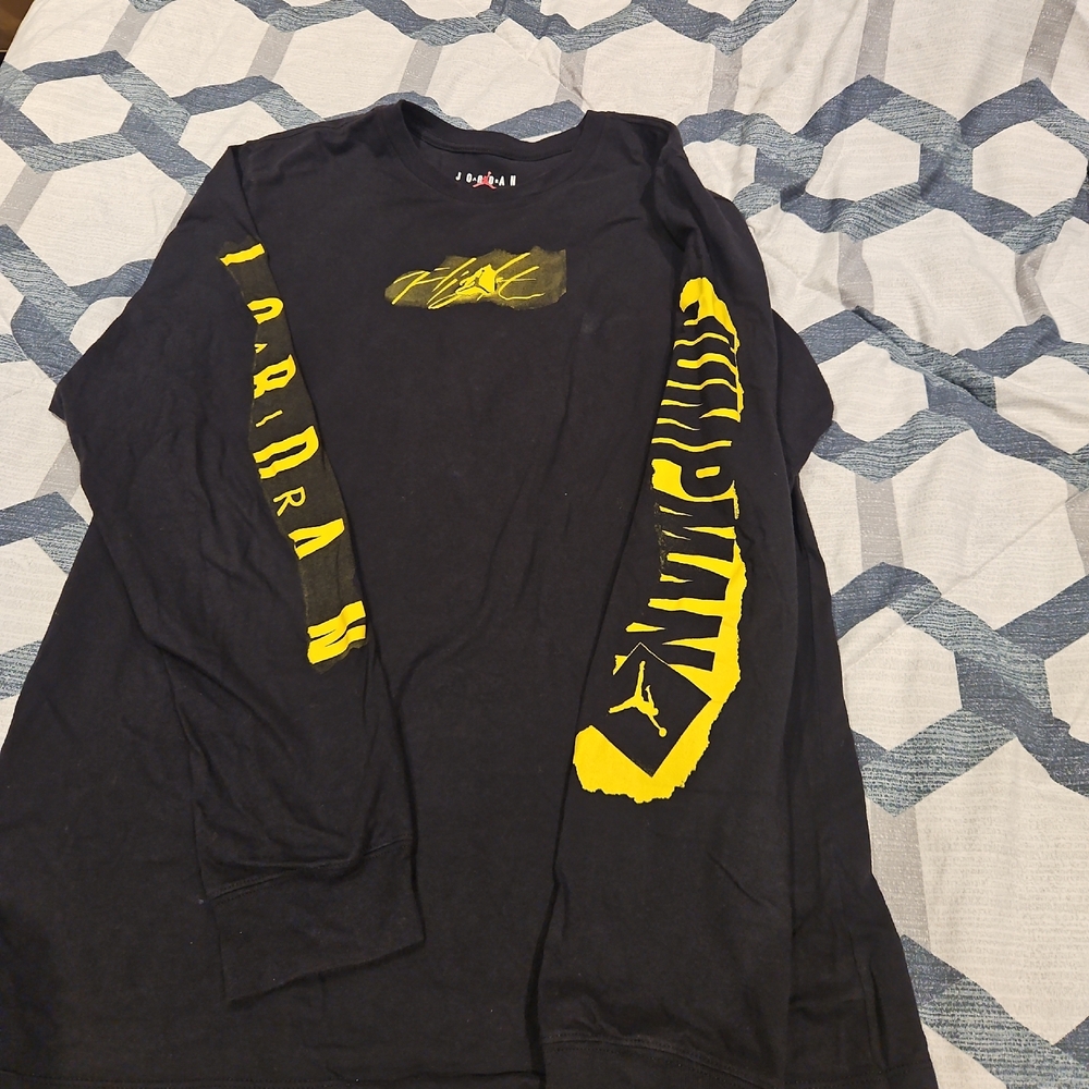 Jordan Black and Yellow Long Sleeve Tee